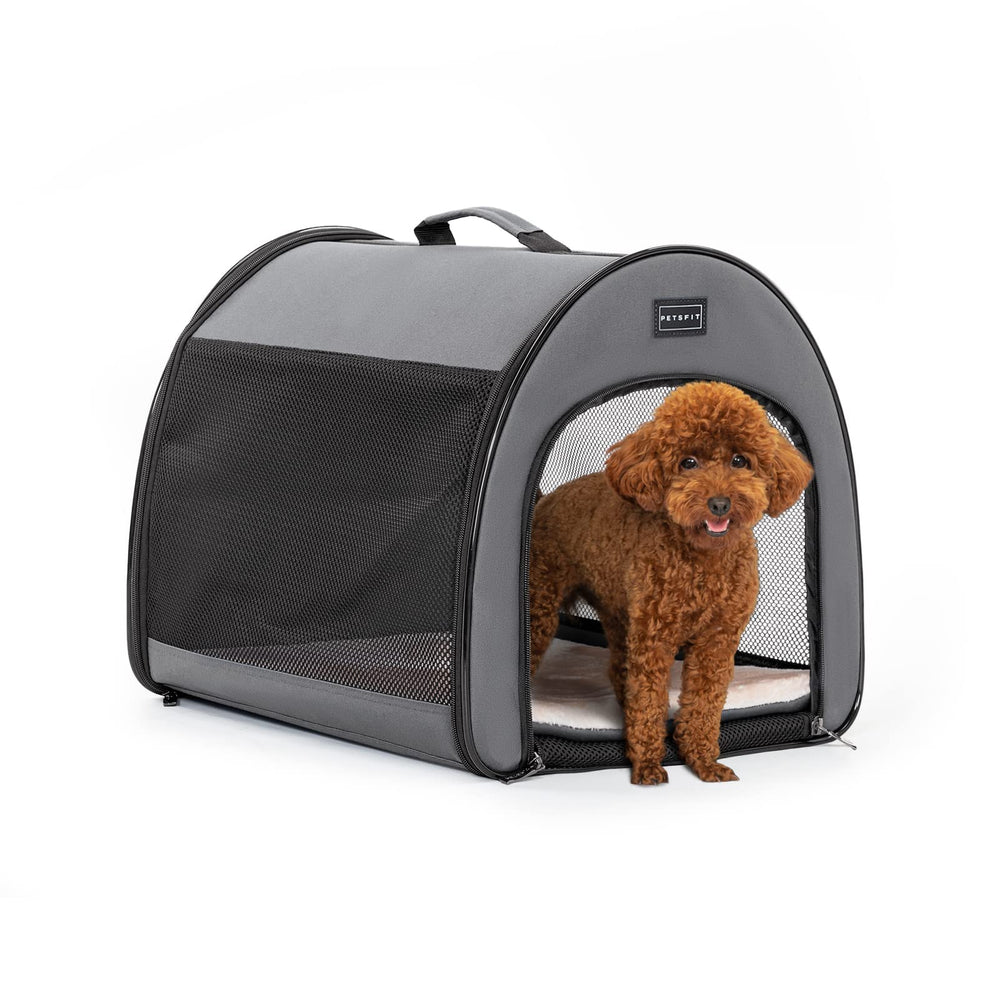 Petsfit Soft Dog Crate setup-ready shows quick setup for on-the-go dogs.