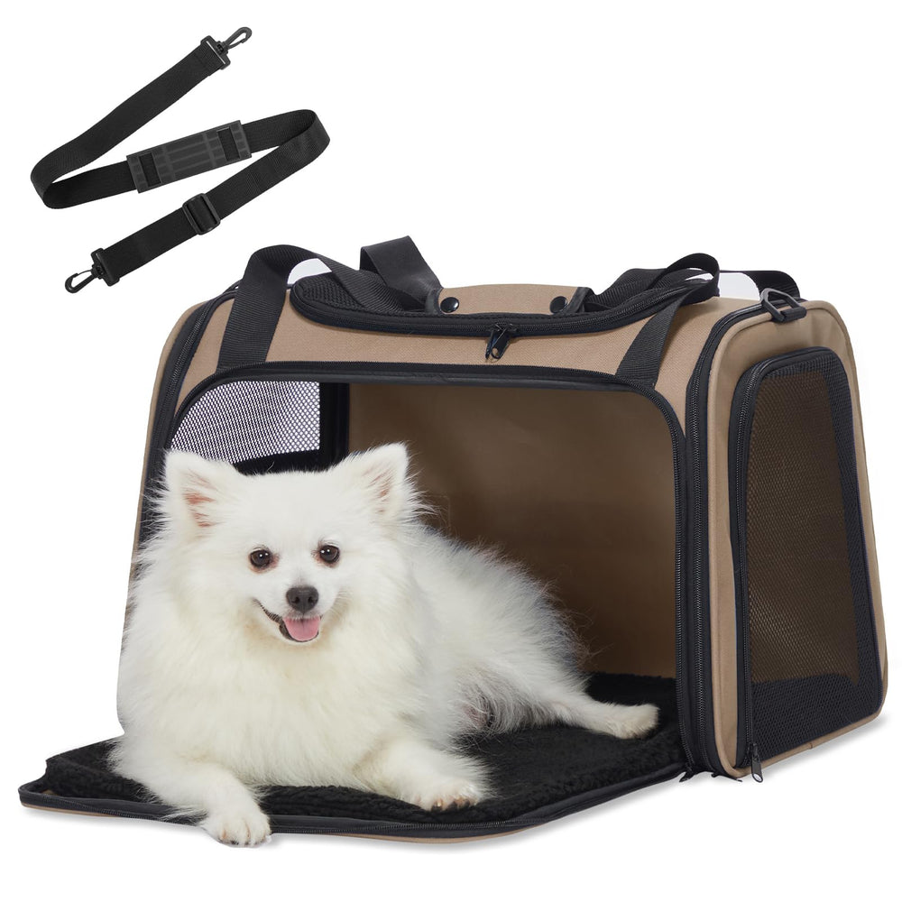 Petsfit soft-sided cat carrier top view shows spacious interior for medium cats