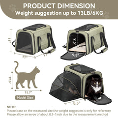 Petsfit soft-sided pet carrier with mesh windows for breathable airflow.