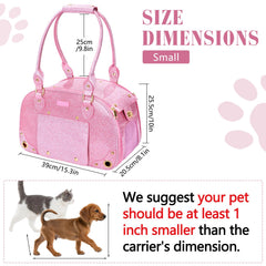 PetsHome Dog Carrier Purse pink top-zip opening, easy access for pet comfort on trips.
