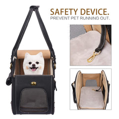 PetsHome Dog Carrier Purse fixed leash keeps pets secure while moving.