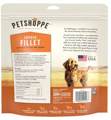 PetShoppe Premium Chicken Fillet close-up of jerky slices highlighting protein.