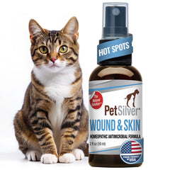 PetSilver Wound & Skin Spray bottle front for gentle cat wound care and relief.