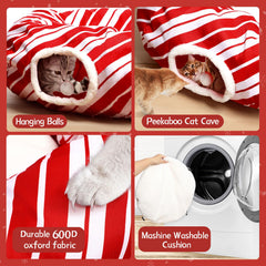 Petsinurarea cat tunnel bed in circle configuration provides a comfy nap and hideaway