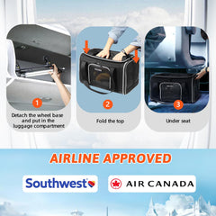 Petskd airline-approved cabin carrier fits under-seat for in-flight convenience.