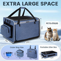 Petskd cat carrier built-in litter box and foldable bowl for on-the-go.