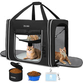Petskd combinable pet carrier side zipper enables flexible multi-pet setup for travel.