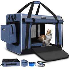 Petskd extra large cat carrier in car with secure anchors for safe travel.