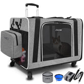 Petskd extra large carrier with wheels and litter box side view for easy transport