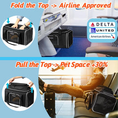 Petskd airline-approved under-seat carrier compatible with Delta United American for hassle-free flights.