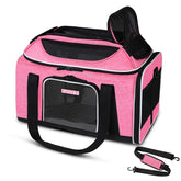 Petskd top-expandable pet carrier under-seat pink, ideal for airline travel with small pets.