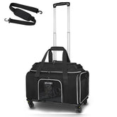 Petskd top-expandable carrier with wheels — front view showing stable, smooth-rolling design.