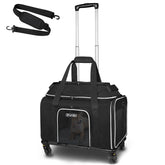 Petskd top-expandable pet carrier with wheels under-seat compatibility for small pets.