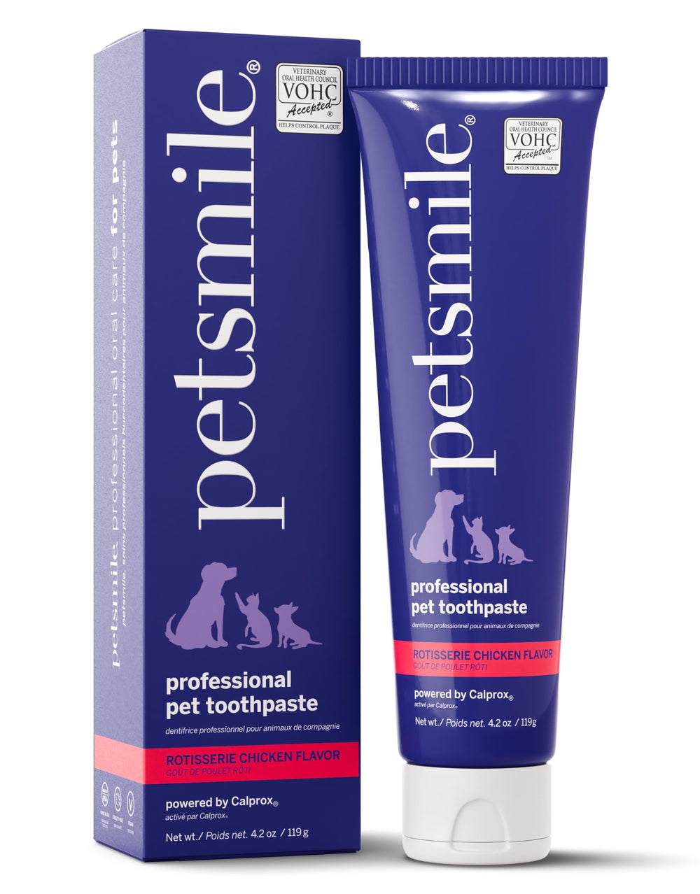 Petsmile Pro paste tube closeup shows easy no-brush dental care for pets