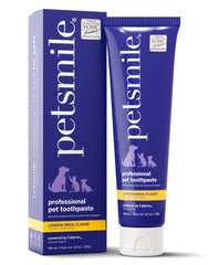 Petsmile Pro toothpaste tube close-up with London Broil flavor for pet-friendly care.