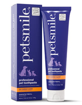 Petsmile professional toothpaste tube showing easy no-brush care for pets
