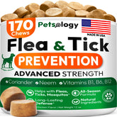Petsology flea and tick chews bottle shows convenient daily protection for all dogs.