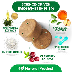 Petsology Probiotics Digestive Enzymes close-up illustrates gut and urinary support.
