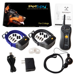 PetSpy 3-modes-16-levels dog collar showing adjustable training feedback.