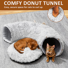 PETSTA Cat Tunnel grey washable bed center for easy cleaning