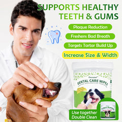 Petstoral dental care wipes dogs cats bottle close-up for quick in-between-brushing cleaning