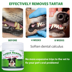 Petstoral zeolite powder dental care helps debris removal and cleaner teeth.
