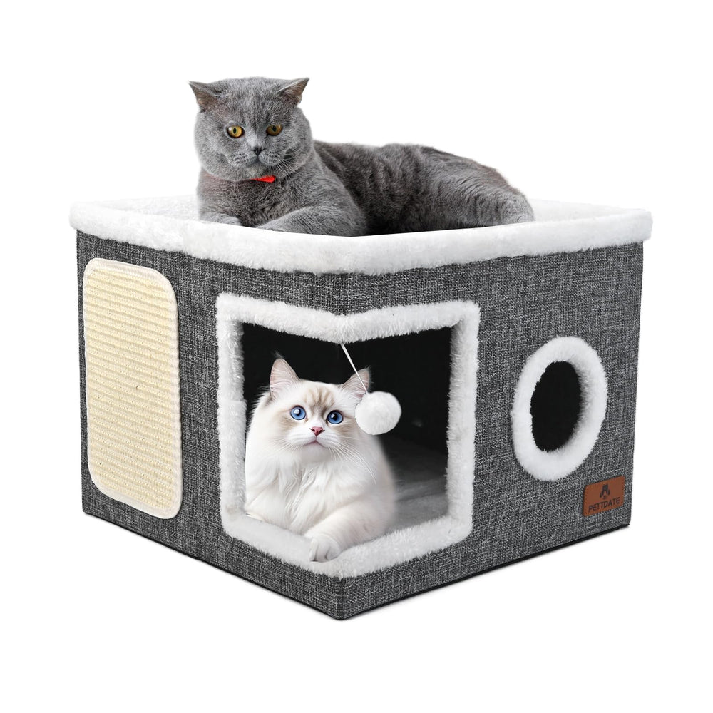 PETTDATE cat bed dual-level top offers a roomy lounge for indoor cats.