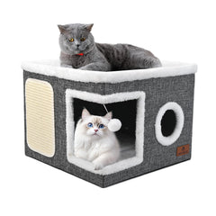 PETTDATE cat bed dual-level top offers a roomy lounge for indoor cats.