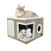 PETTDATE cat bed open-top view showcases dual lounging space for indoor cats.