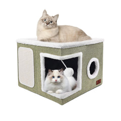 PETTDATE cat bed open-top view showcases dual lounging space for indoor cats.