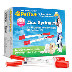 Advocate PetTest U-40 insulin syringes pack for at-home dosing