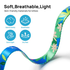 PetThem adjustable cat harness demonstrating neck and chest fit for comfort.