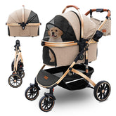 Pettingzoo 4-wheel dog stroller folded for travel and storage.