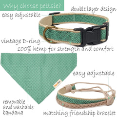 Pettsie dog bandana collar green soft hemp and cotton gentle on skin