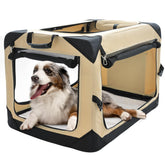 Pettycare 36-inch collapsible crate with closed panels for large dogs resting safely.
