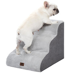 Pettycare dog stairs 3-steps grey enables safe bed access for small dogs