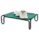Pettycare elevated dog bed outdoor green front view shows compact size and portability.