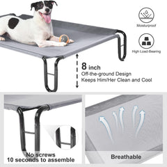 Pettycare elevated bed steel-frame close-up shows sturdy, non-slip construction
