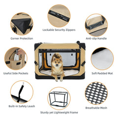 Pettycare soft crate 4-door design folded for easy storage and travel.