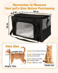 Petux dual self-locking zippers prevent paws from escaping during trips.