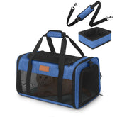 PETUX Cat Travel Carrier underseat blue supports airline travel with close-to-you convenience.