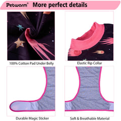 PetWarm dog galaxy orange abdomen protection highlights reduced mess after surgery