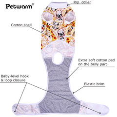 PetWarm dog surgical suit on dog in recovery demonstrates secure fit and reduced licking.