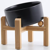 Petygooing black elevated tilt bowl showing ergonomic design for small pets