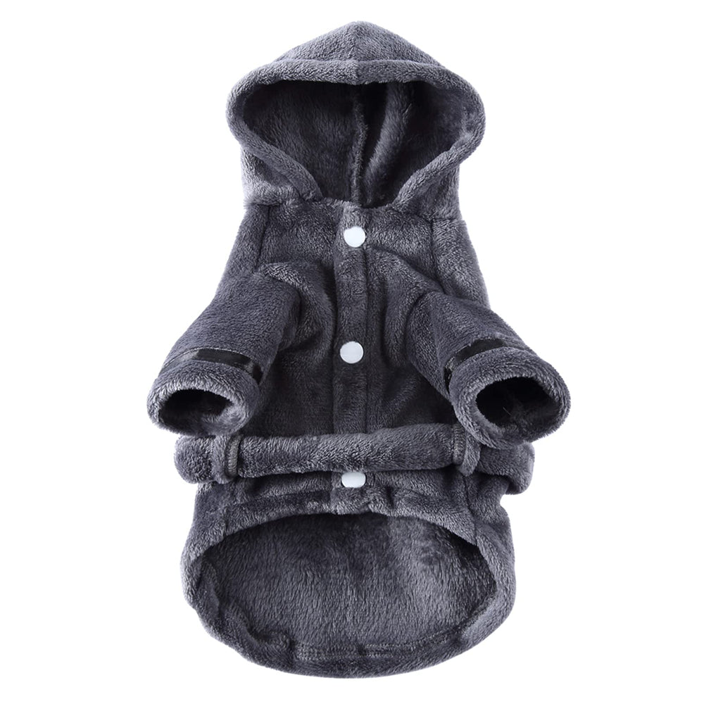 Petyoung hooded pet bathrobe on puppy for quick drying after bath.