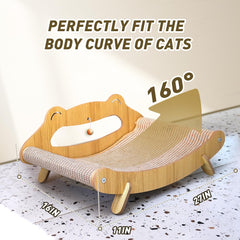 PetZen Garden curved wooden frame silhouette supports natural lounging posture for cats
