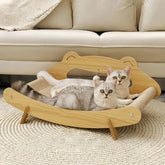 PetZen Garden extra-large cat scratcher bed curved wooden frame for lounging
