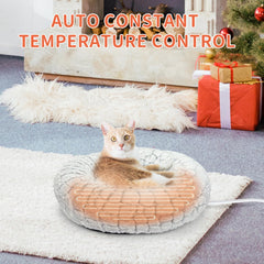 PETZOOKA heated cat bed round side view highlights non-slip base for stable lounging