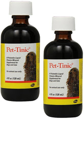 Pfizer Animal Pet Tinic 4oz 2-pack front view, convenient daily nutrition for pets