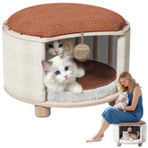 PHIXBEAR solid wood cats house stool front view, sturdy design supports pets up to 300 lb
